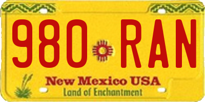 NM license plate 980RAN