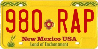 NM license plate 980RAP