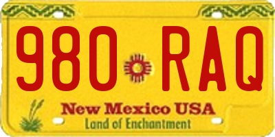 NM license plate 980RAQ