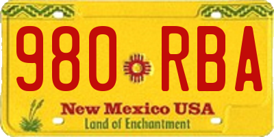 NM license plate 980RBA