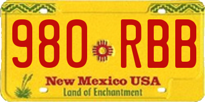 NM license plate 980RBB