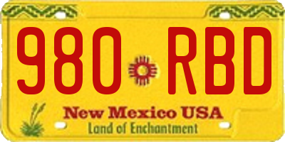 NM license plate 980RBD