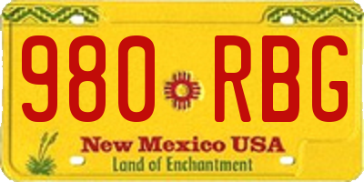 NM license plate 980RBG