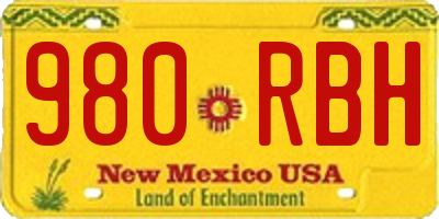 NM license plate 980RBH