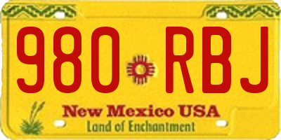 NM license plate 980RBJ