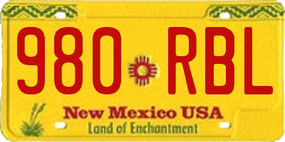 NM license plate 980RBL