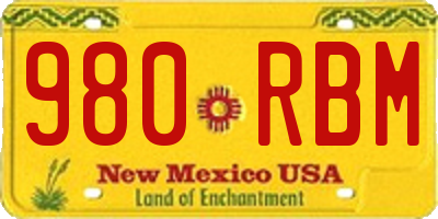NM license plate 980RBM