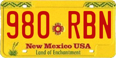 NM license plate 980RBN