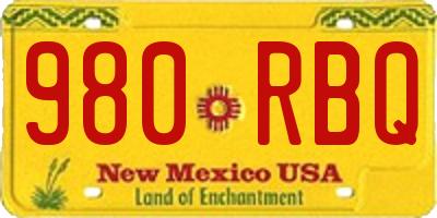 NM license plate 980RBQ