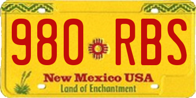 NM license plate 980RBS