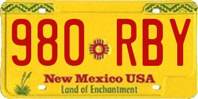 NM license plate 980RBY