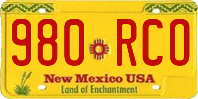NM license plate 980RCO