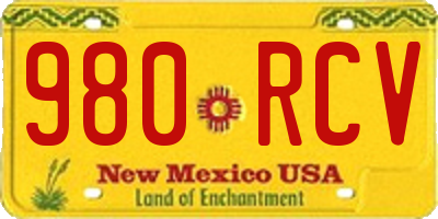 NM license plate 980RCV