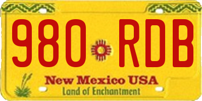 NM license plate 980RDB