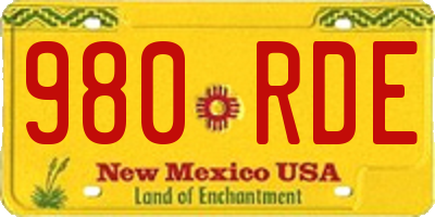 NM license plate 980RDE