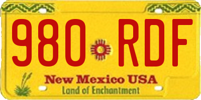 NM license plate 980RDF