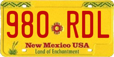 NM license plate 980RDL