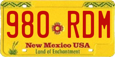 NM license plate 980RDM