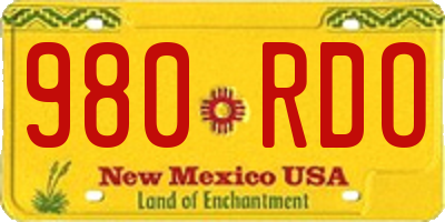 NM license plate 980RDO