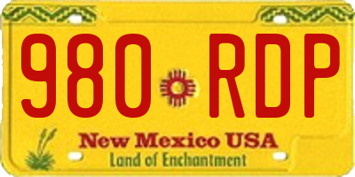 NM license plate 980RDP