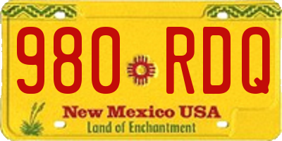 NM license plate 980RDQ