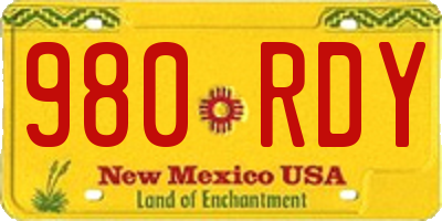NM license plate 980RDY