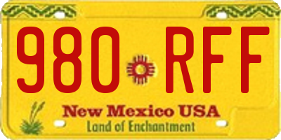 NM license plate 980RFF