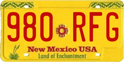 NM license plate 980RFG