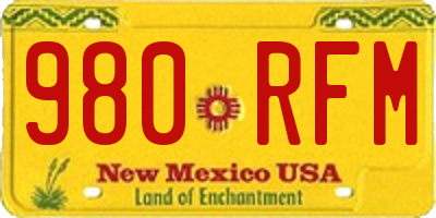 NM license plate 980RFM