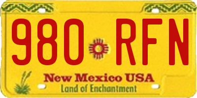 NM license plate 980RFN