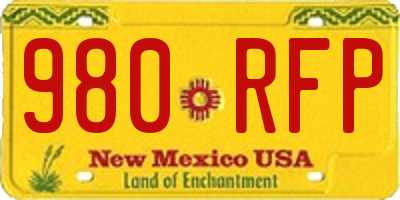 NM license plate 980RFP