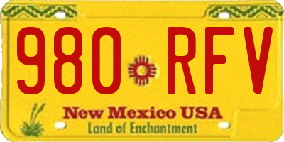 NM license plate 980RFV