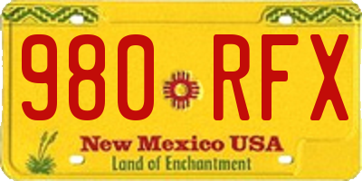 NM license plate 980RFX