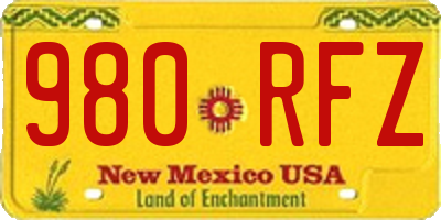 NM license plate 980RFZ