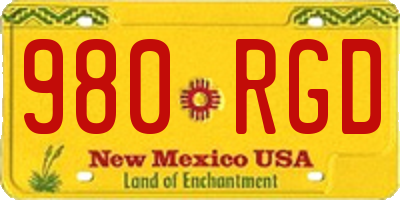 NM license plate 980RGD