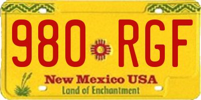 NM license plate 980RGF
