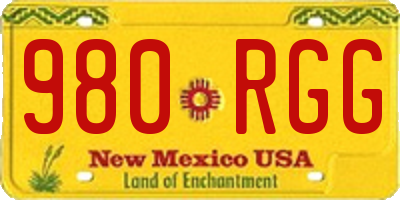 NM license plate 980RGG