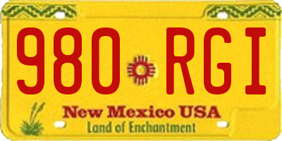 NM license plate 980RGI