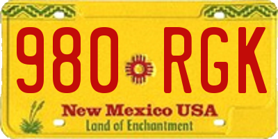 NM license plate 980RGK