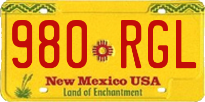 NM license plate 980RGL