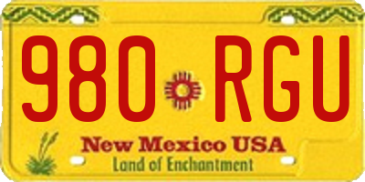 NM license plate 980RGU