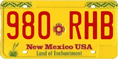 NM license plate 980RHB