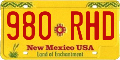 NM license plate 980RHD