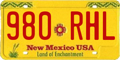 NM license plate 980RHL