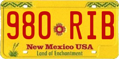 NM license plate 980RIB