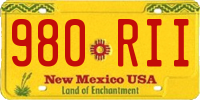 NM license plate 980RII