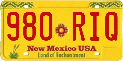 NM license plate 980RIQ