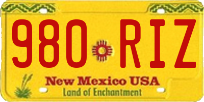 NM license plate 980RIZ