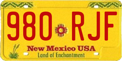 NM license plate 980RJF