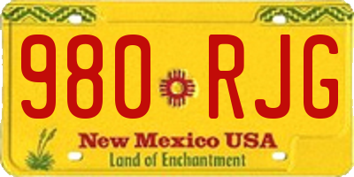 NM license plate 980RJG